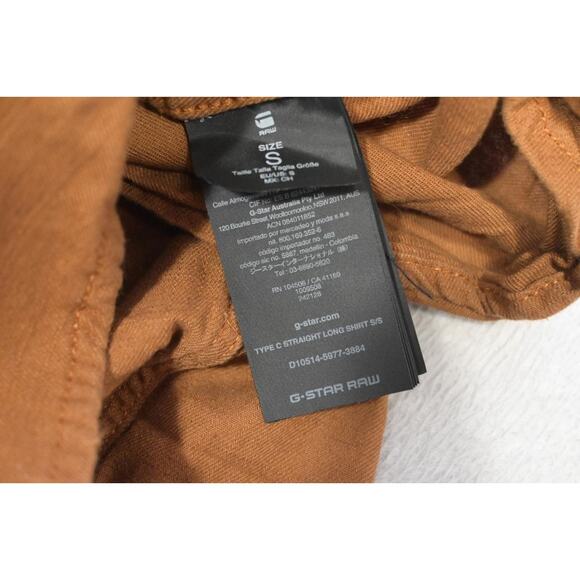 G Star Raw Button Up Shirt Front Pockets Short Sleeve Brown Mens Sz Small - Picture 11 of 11